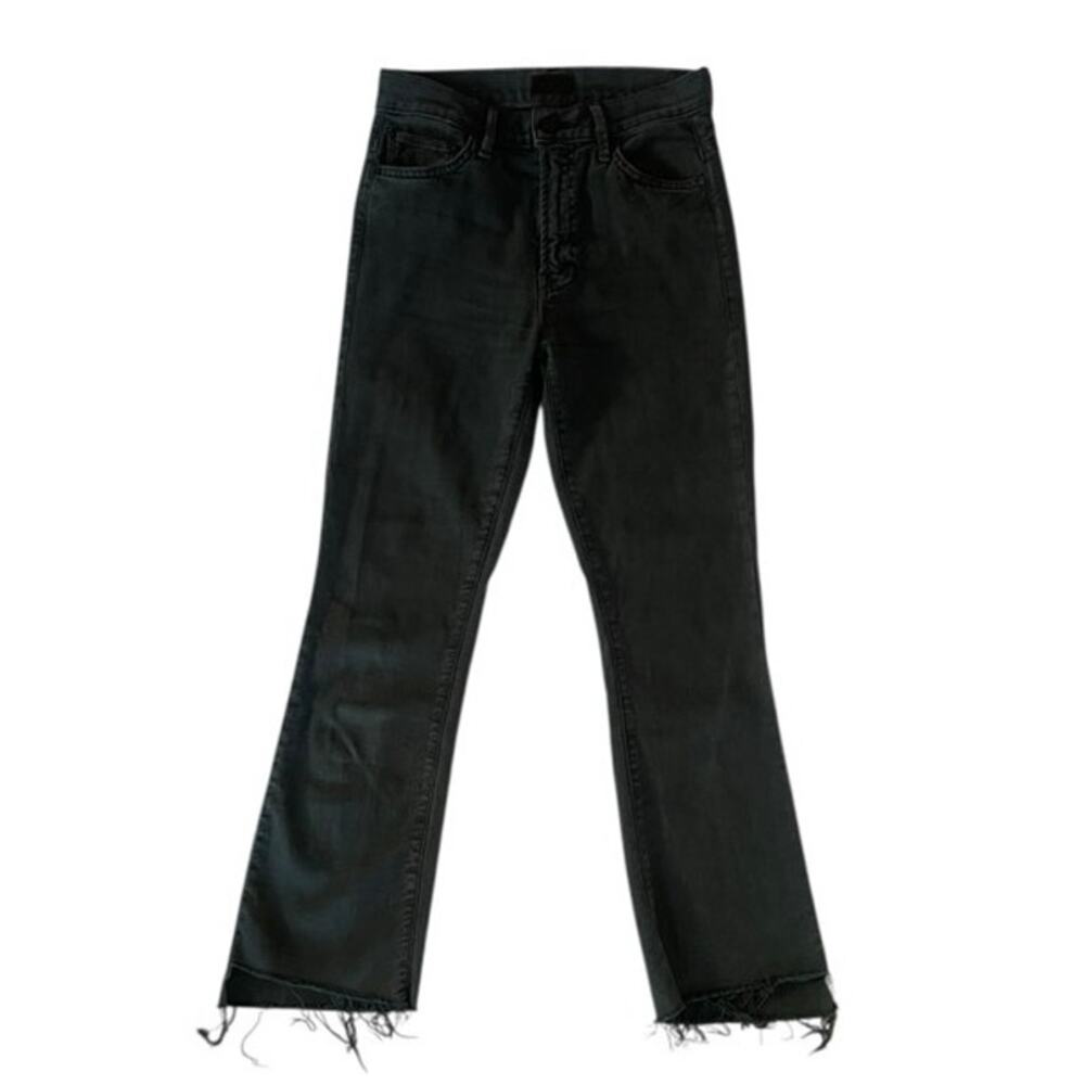 Mother The Insider Crop Fray Jeans in So Far Gone Faded Black Size 25